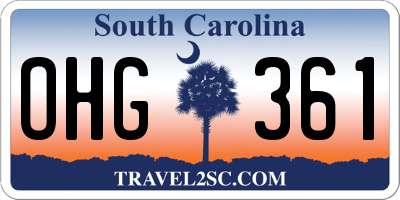 SC license plate OHG361