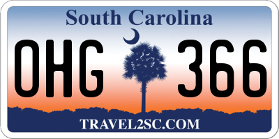 SC license plate OHG366