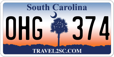 SC license plate OHG374