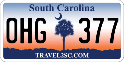 SC license plate OHG377