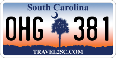 SC license plate OHG381