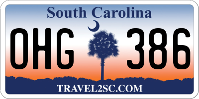 SC license plate OHG386