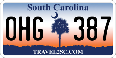 SC license plate OHG387