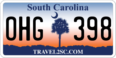 SC license plate OHG398