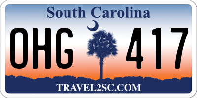 SC license plate OHG417