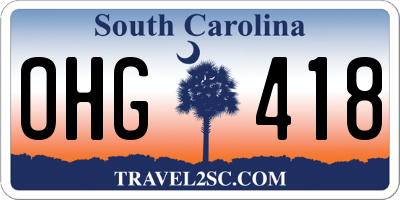 SC license plate OHG418