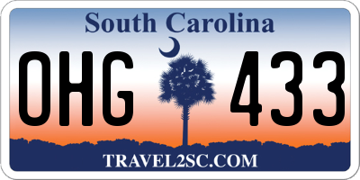 SC license plate OHG433