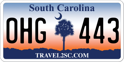 SC license plate OHG443