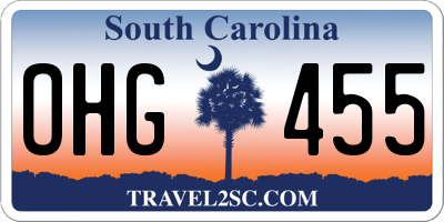 SC license plate OHG455