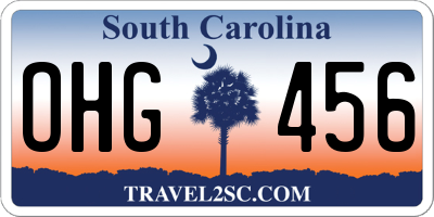 SC license plate OHG456