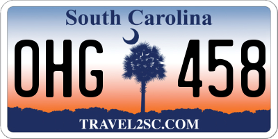 SC license plate OHG458