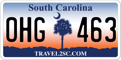 SC license plate OHG463