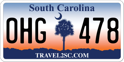 SC license plate OHG478