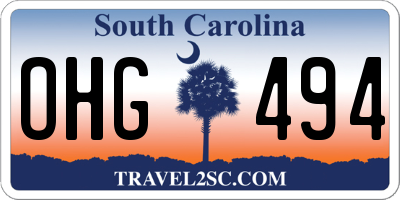 SC license plate OHG494