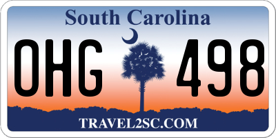 SC license plate OHG498