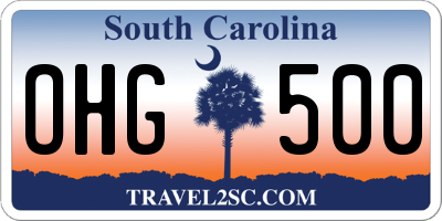 SC license plate OHG500