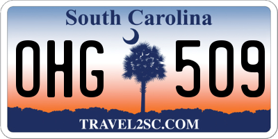 SC license plate OHG509