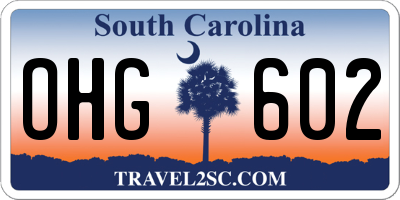 SC license plate OHG602