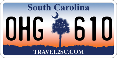 SC license plate OHG610