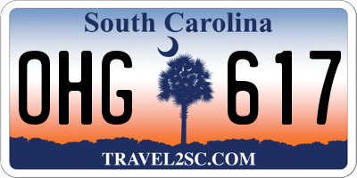 SC license plate OHG617