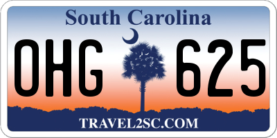SC license plate OHG625