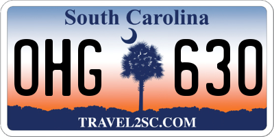 SC license plate OHG630