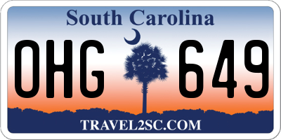 SC license plate OHG649