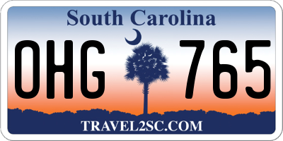 SC license plate OHG765