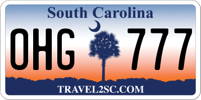 SC license plate OHG777