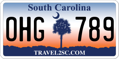 SC license plate OHG789