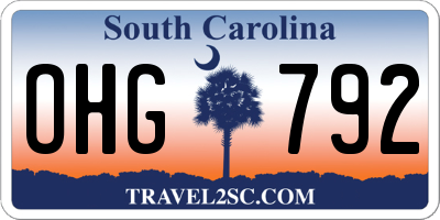 SC license plate OHG792
