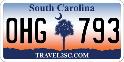 SC license plate OHG793