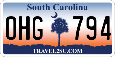 SC license plate OHG794
