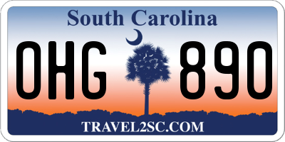 SC license plate OHG890