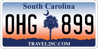 SC license plate OHG899