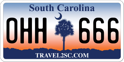 SC license plate OHH666