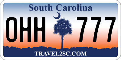 SC license plate OHH777