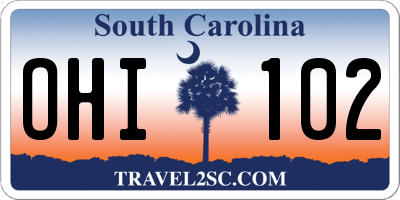 SC license plate OHI102
