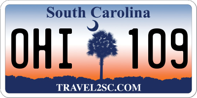 SC license plate OHI109