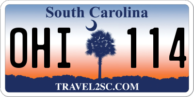 SC license plate OHI114