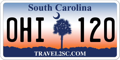 SC license plate OHI120