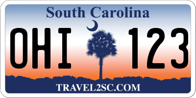 SC license plate OHI123