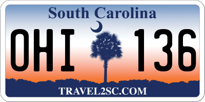 SC license plate OHI136