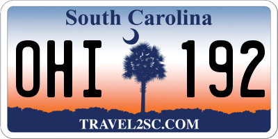 SC license plate OHI192