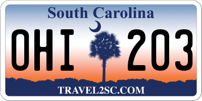 SC license plate OHI203