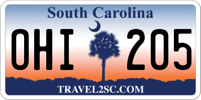 SC license plate OHI205