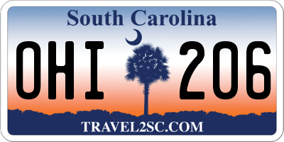 SC license plate OHI206