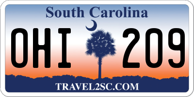 SC license plate OHI209