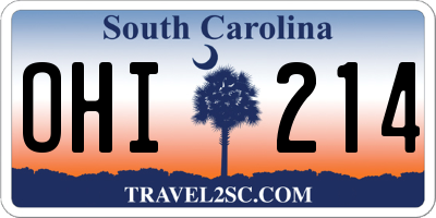 SC license plate OHI214