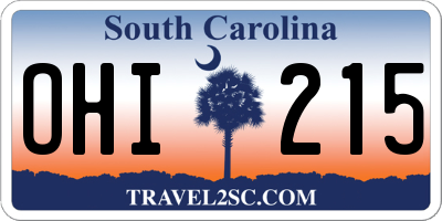 SC license plate OHI215